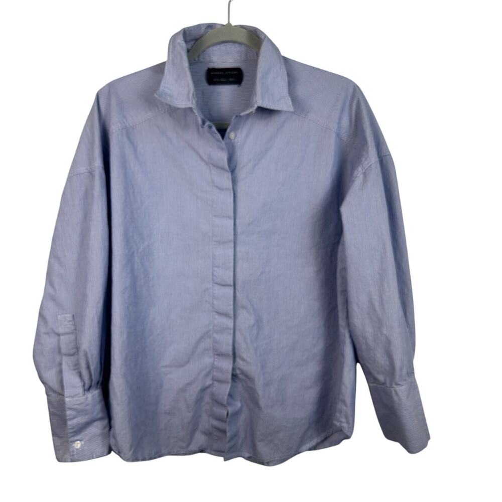 Modern‎ Citizen Tariro Shirt Women XS Blue Striped Open Back Excellent